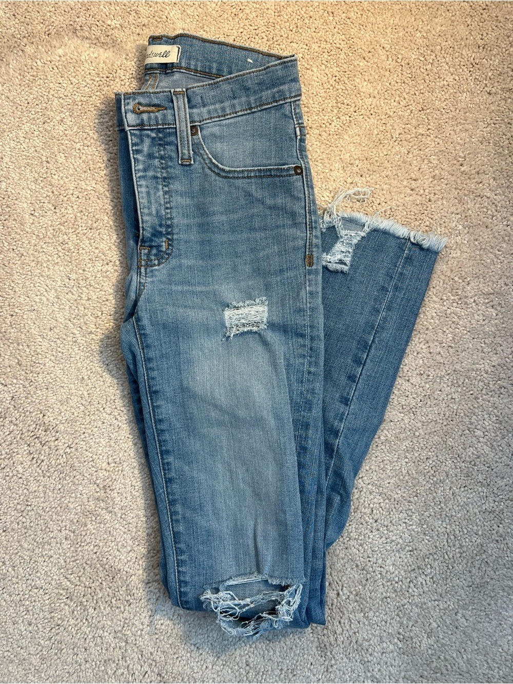 Madewell Light Blue Distressed 9" High-Rise Skinny Crop Jeans Size 23